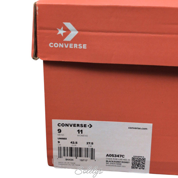 Converse Chuck 70 De Luxe Heel Platform Black Egret Sneaker Boot Womens 11 NEW - Picture 6 of 8